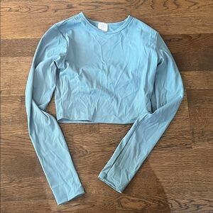 Light Blue Long Sleeve Crop Top